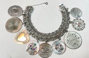 Huge Vintage Full Wide Sterling Charm Bracelet Elco Mid Century - Picture 1 of 8