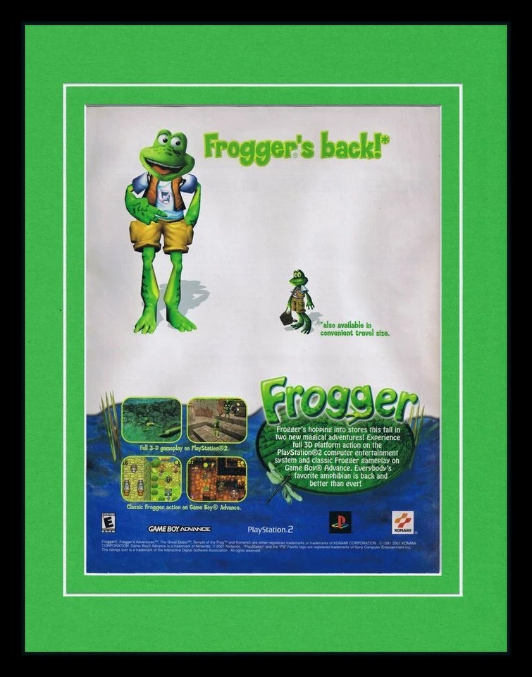 2001 Frogger PS2 Game Boy Advance 11x14 Framed ORIGINAL Vintage Advertisement  - Image 1 of 1