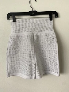 Pantaloncini I.AM.GIA Aurora XS bianchi diamantati borchie strass biker nuovi con etichetta - Foto 1 di 5