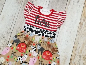 2nd Birthday Cowgirl Dress - Personalized - Barnyard - COW - 1st Birthday Dress - Picture 1 of 11