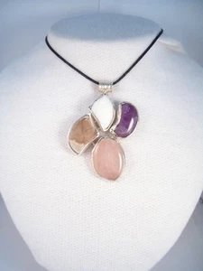 Silver Pendant 925 with Gemstones Natural - Pendant With Crew - Picture 1 of 6