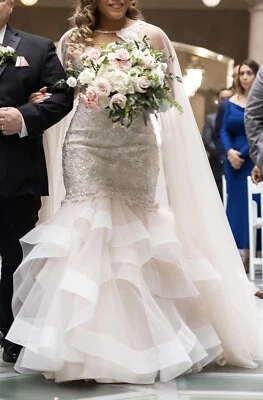 Vestido de novia Allure estilo 9421 talla 10 champán con cuentas cristales Top Foto 1 de 3