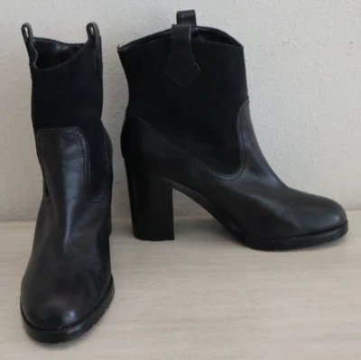 Lauren Ralph Lauren Women's Sz 8.5B Black Devyn Leather/Suede Western Boots $150 - Image 1 of 4