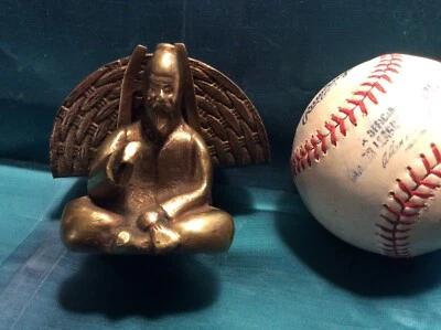 Antigua estatuilla de Buda miniatura china oriental de latón macizo Asia China años 1900 Foto 1 de 4