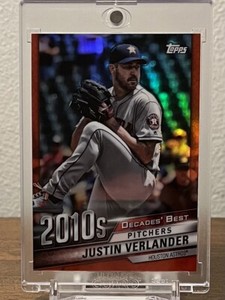 Justin Verlander 2020 Topps series 1 Decades Best Red Refractor 01/10. 