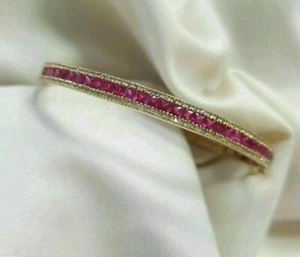 3CT Princess Cut Diamond Lab-Created Women Bangle Bracelet 14K YellowGold Plated - Picture 1 of 4