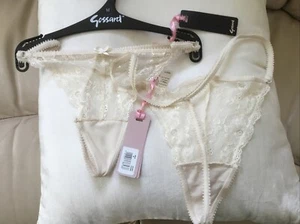 GOSSARD IVORY STRING LACE THONG X 2 SIZE MEDIUM BNWT - Picture 1 of 2