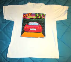 T-shirt vintage Corvette La vita inizia a 180 taglia grande etichetta Alore RARA - Foto 1 di 4