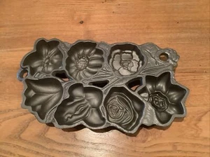 1991*John Wright ghisa*7 fiori muffin padella/stampo*ghisa - Foto 1 di 5