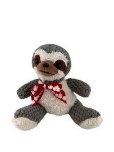 Dan Dee Plush Sloth Stuffed Animal Red Heart Bowtie 12" Polyester Toy Valentine - Picture 1 of 9