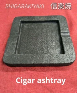 Cenicero para cigarros Shigaraki Ware de cerámica hecho a mano usado gris 19,5 cm - Imagen 1 de 7