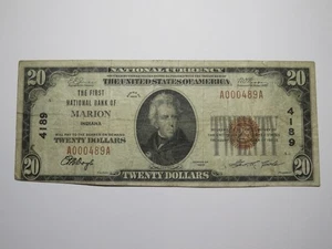 $20 1929 Marion Indiana IN National Currency Bank Note Bill Charter #4189 FINE - Picture 1 of 3