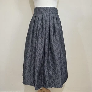 Marella Max Mara Skirt UK 12 Grey Jacquard Silver Metallic Pleated Midi Wool Mix - Picture 1 of 9