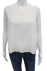 Eileen Fisher Womens Silk Round Neck Solid Tank Blouse White Size M - Picture 1 of 5