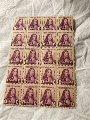 U.S.-(-1932-)-Sc.#724-PENNSYLVANIA,250th.ANNIVERSARY BLOCK Of 20-Stamps-MNH#11 - Image 1 of 3
