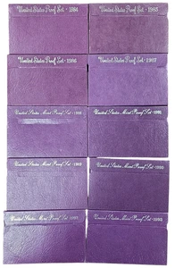 1984-1993 U.S. Mint Proof Set Lot PURPLE Box w/ COAs -As Is - Picture 1 of 11