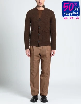 RRP €226 BERNA Cardigan Size XXL Brown Mediumweight Knit Collared Made in Italy - Image 1 of 4