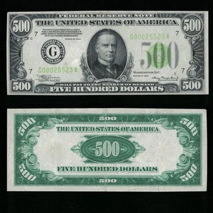 SC 1934 $500 Lime Green Seal Five Hundred Dollar Chicago, IL FRN (523A) - Picture 1 of 4