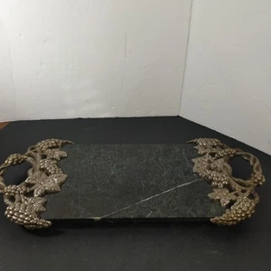 Godinger Silver Plated Green Marble Serving Tray - Picture 1 of 20