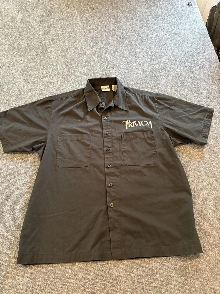 Y2k Trivium Shirt Mens Large Black Bravado 2006 Band Button Work Shirt Metal - Image 1 of 4