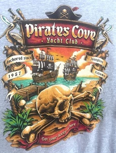 Pirates Cove Yacht Club Gray T-Shirt XXL Dive Bar Shirt Club - Picture 1 of 5
