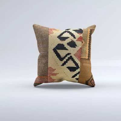 Kilim Cushion Cover 40x40 cm 16x16 in  Vintage Turkish Square Pillowcase 41138 - Image 1 of 4