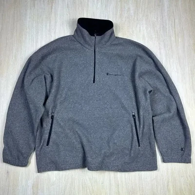 Champion Vintage Gris Polar 1/3 Cremallera Pullover Informal Suéter Chaqueta Para Hombre XL Foto 1 de 4