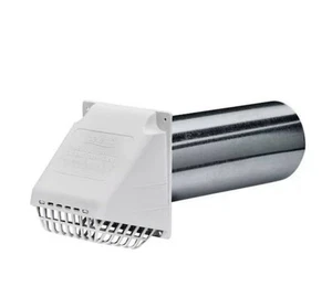 4 pulgadas. Tubo de ventilación de escape para secadora de aluminio con capota protectora de plagas blanca y corriente trasera - Imagen 1 de 5