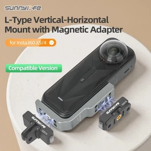 Adaptador magnético de liberación rápida de montaje vertical-horizontal tipo L para Insta360 X5 - Imagen 1 de 6