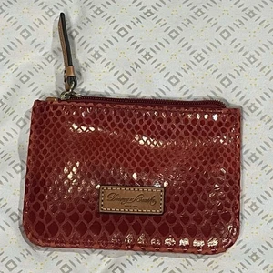 Monedero rojo Dooney & Bourke bolsa con cremallera superior piel de reptil cuero - Imagen 1 de 9