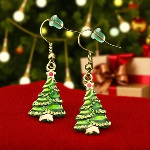 Weihnachtsbaum Ohrhänger Edelstahl Strass Urlaub Schmuck - Bild 1 von 1