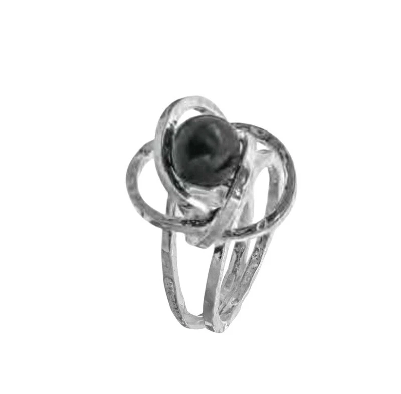 Anello ATHENA PURA Argento Naturale Anallergico PERLA NERA Coltivata Misura 14 - Immagine 1 di 1