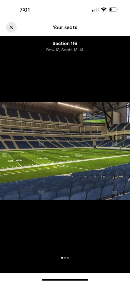 San Francisco 49ers at Indianapolis Colts 2 tickets 116 row 12 AMAZING SEATS - Image 1 of 1
