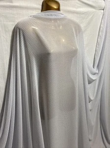 *NUOVO * Abito/tessuto artigianale blu morbido / bianco chiffon stampa a pois chiffon * P&P GRATUITO* - Foto 1 di 8