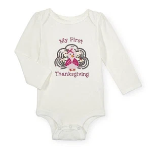Koala Kids My 1st Thanksgiving Sequin Turkey Baby Girls Bodysuit (0-3M) NWT - Picture 1 of 1