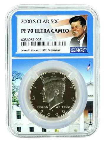 2000 S Kennedy Proof Clad 50c NGC PF70 Ultra Cameo - White House Core Cover
