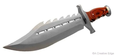 Big BadAss Huge Spiked Bowie Fighter Knife Full-Tang Fixed-Blade w/Sheath - Image 1 of 4