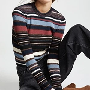 VERONICA BEARD Sweater Women sz L Blue Black Striped PALMAS Cropped NWT - Picture 1 of 11