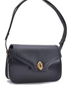 Authentic GUCCI Shoulder Cross Body Bag Leather Blue Navy G3953