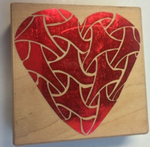 Cross Yoor Heart Rubber Stamp It  Interlocking Weave Woven Love  1994 RARE Cool! - Picture 1 of 5