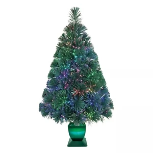 Holiday Time 32" Verde Fibra Ottica Albero di Natale Colori Cambia Continuo Nuovo - Foto 1 di 5