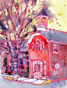 Larry Lerew painting impressionism collectible original firehouse landscape COA - Picture 1 of 5