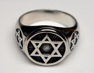 HUGE ! MEN'S JUDAICA JEWISH DAVID STAR RING - Picture 1 of 6