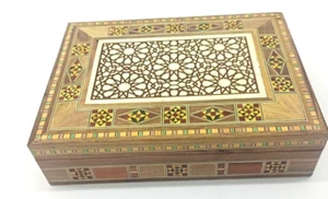 Rechteckige Holz Schmuckschatulle Intarsien schöne arabische Mosaike - Bild 1 von 10
