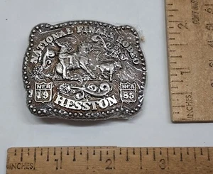 1985 NATIONAL FINALS RODEO - HESSTON - Calf Roping - youth Belt BUCKLE - #5460 - Picture 1 of 7