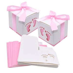 50 Pcs 2.4" Pink Baby Shower Favor Boxes Footprint Party Candy Boxes for Girls - Picture 1 of 7