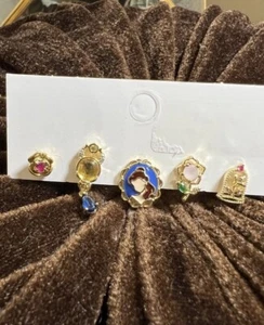 New Animated Princess Beauty And Beast Earrings Studs Mismatch 925 Silver Post - Picture 1 of 3