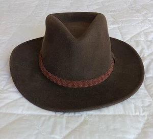 Orvis Cowboy Western Hat w/ Braided Leather Hat Band 100% Wool Size M Vintage - Picture 1 of 9
