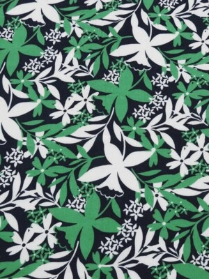 Tropical Forest Floral Rayon Lightweight Challis Fabric Black By the Yard - Image 1 of 3