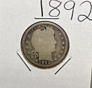1892 P Barber Silber Viertel Münze Auswahl AG circ Erstausgabejahr - Bild 1 von 6